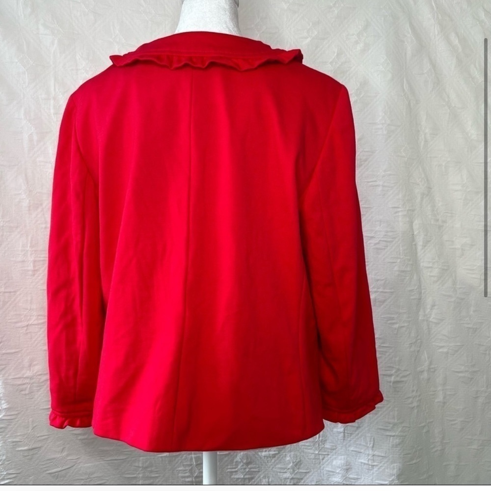 Talbots Womens Jacket Hot Red Collared Buttons - image 3